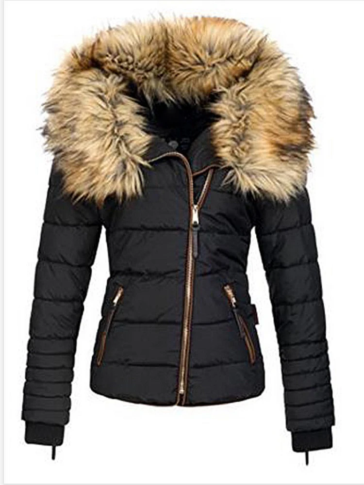Winter Coat for Women Casual Fur Collar Zipper Cotton Black Jackets Thickened Warm Coats Female Clothing The North Face Jacket
Winter Coat for Women Casual Fur Collar Zipper Cotton Black Jackets Thickened Warm Coats Female Clothing The North Face Jacket