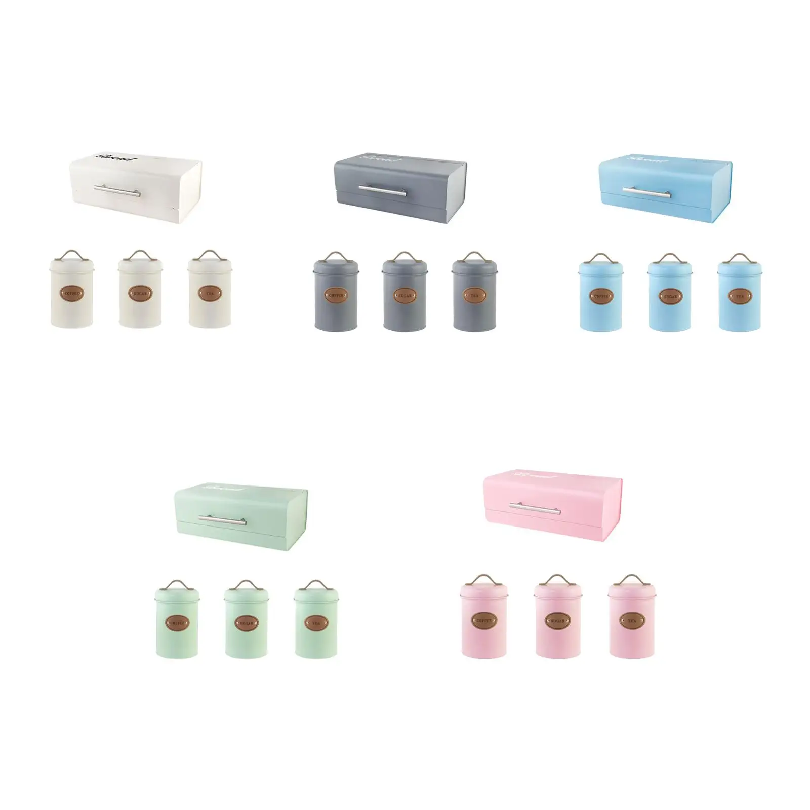 Bread Box with Canister Set with Lids Bread Bin with Sugar Coffee Tea Canister Set Coffee Iron Storage Box for Table Decortion
Bread Box with Canister Set with Lids Bread Bin with Sugar Coffee Tea Canister Set Coffee Iron Storage Box for Table Decortion