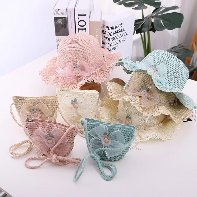 Summer Kids Sun Hat Handbag Set Bow Floral Straw Hat With Handbag Girls Holiday Travel Beach Hat UV Protection Cap Kids Panama
Summer Kids Sun Hat Handbag Set Bow Floral Straw Hat With Handbag Girls Holiday Travel Beach Hat UV Protection Cap Kids Panama