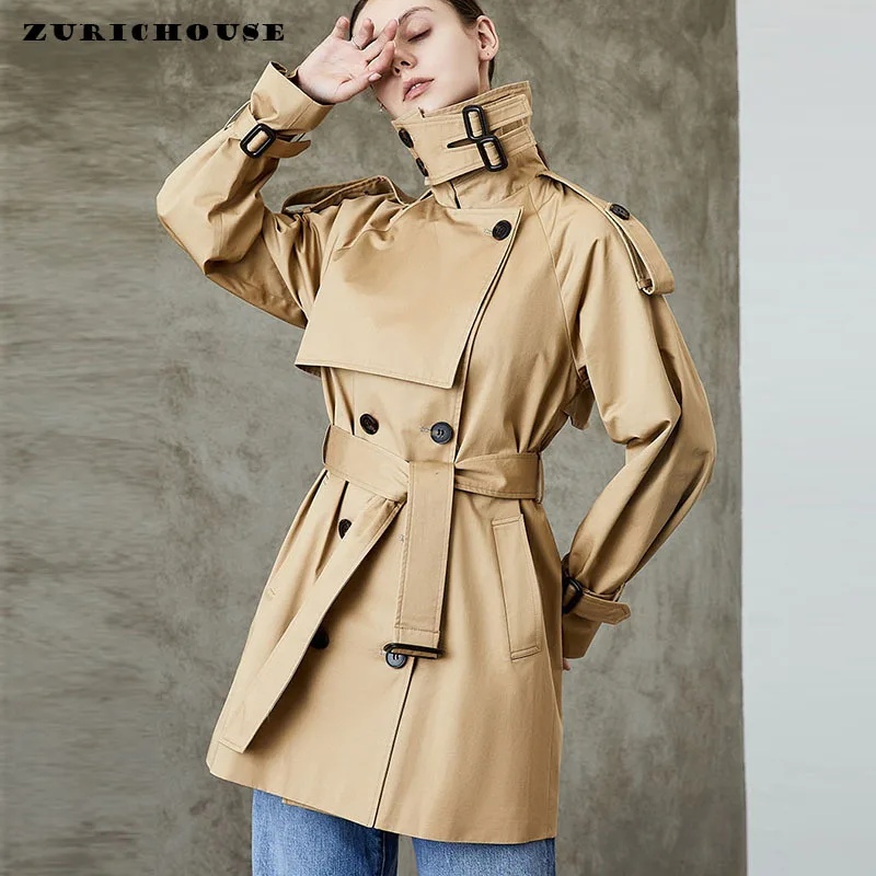 ZURICHOUSE British Style Mid-Long Windbreaker Women Classic Double Breasted Black Coat Female Temperament Khaki Trench 
ZURICHOUSE British Style Mid-Long Windbreaker Women Classic Double Breasted Black Coat Female Temperament Khaki Trench