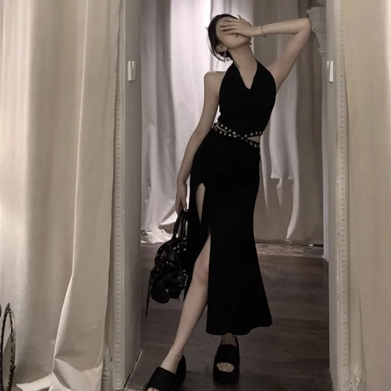 Women's Dress Hollow Out Off Shoulder Sleeveless Side-Slit Dresses Neck-mounted V-Neck Sexy Vestidos Light Cooked Style Dropship
Women's Dress Hollow Out Off Shoulder Sleeveless Side-Slit Dresses Neck-mounted V-Neck Sexy Vestidos Light Cooked Style Dropship
