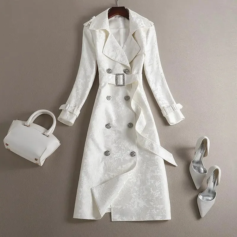 Windbreaker Women Mid-length 2022 Spring Autumn New Lapel White Jacquard Belt Slim Overcoat Female Double-breasted Trench Coat
Windbreaker Women Mid-length 2022 Spring Autumn New Lapel White Jacquard Belt Slim Overcoat Female Double-breasted Trench Coat