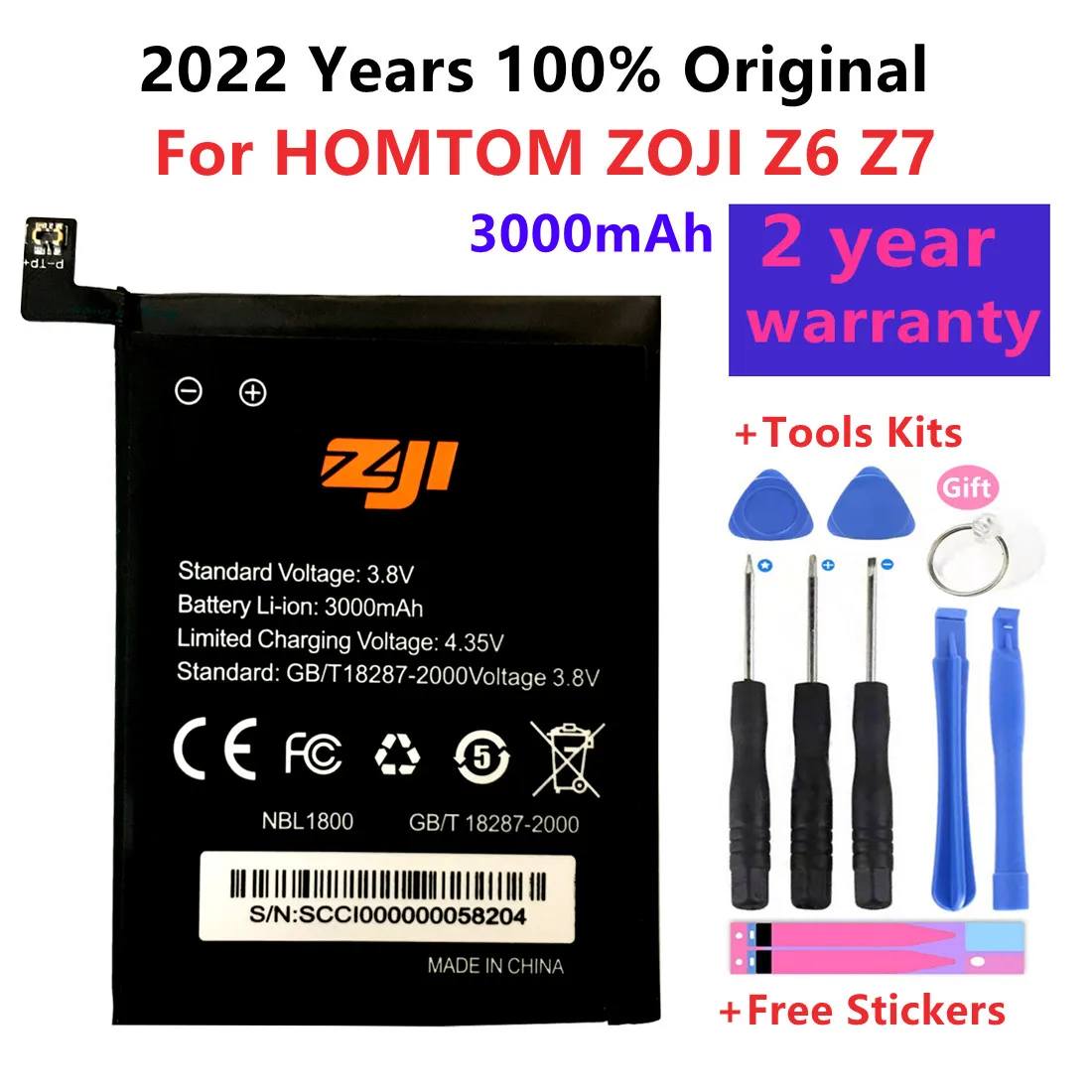 

100% Original ZOJI Z6 & Z7 Battery Replacement 3000mAh Parts Battery For HOMTOM ZOJI Z6 Z7 Smart Phone
