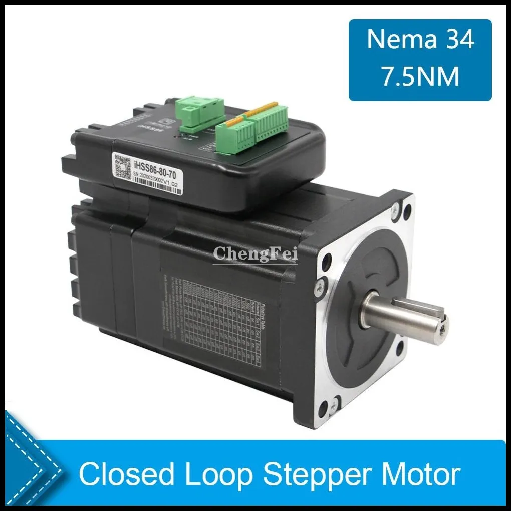 

Cnc Original NEMA 34 Integrated Closed Loop Stepper Motor 80V 7.5Nm 2-Phase 86mm Hybrid Stepper Servo Motor IHSS86-80-70