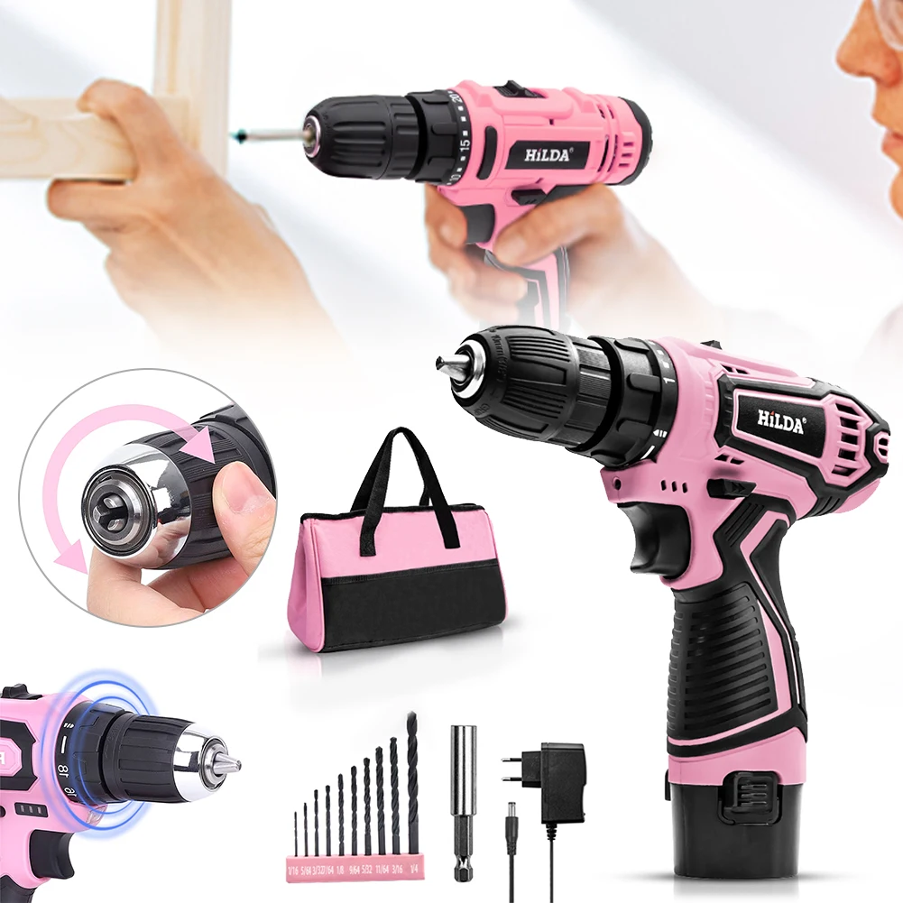 14Piece 12V lithium-ion screwdriver Pink Electric drill hole electrical Screwdriver hand driver Wrench power tools Tool Kit
14Piece 12V lithium-ion screwdriver Pink Electric drill hole electrical Screwdriver hand driver Wrench power tools Tool Kit