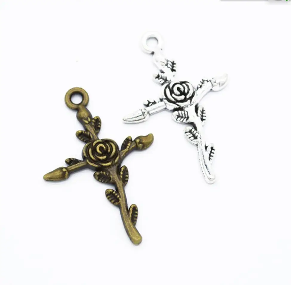 Fashion Alloy Rose Flower Cross Charms Religious Charms 24*35mm 50pcs F0226
Fashion Alloy Rose Flower Cross Charms Religious Charms 24*35mm 50pcs F0226