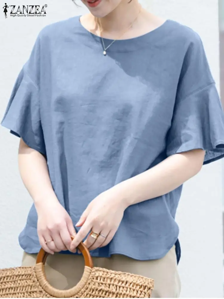 ZANZEA Fashion Summer Blouse Women O Neck Short Flare Sleeve Shirt 2023 Elegant Solid Tunic Tops Casual Loose Work Blusas Mujer
ZANZEA Fashion Summer Blouse Women O Neck Short Flare Sleeve Shirt 2023 Elegant Solid Tunic Tops Casual Loose Work Blusas Mujer