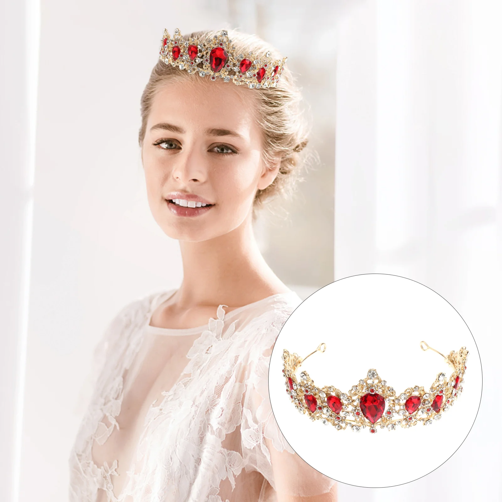 1pc Crystal Rhinestones Crown with Comb Elegant Large Crown for Party Wedding Cosplay (Red)
1pc Crystal Rhinestones Crown with Comb Elegant Large Crown for Party Wedding Cosplay (Red)