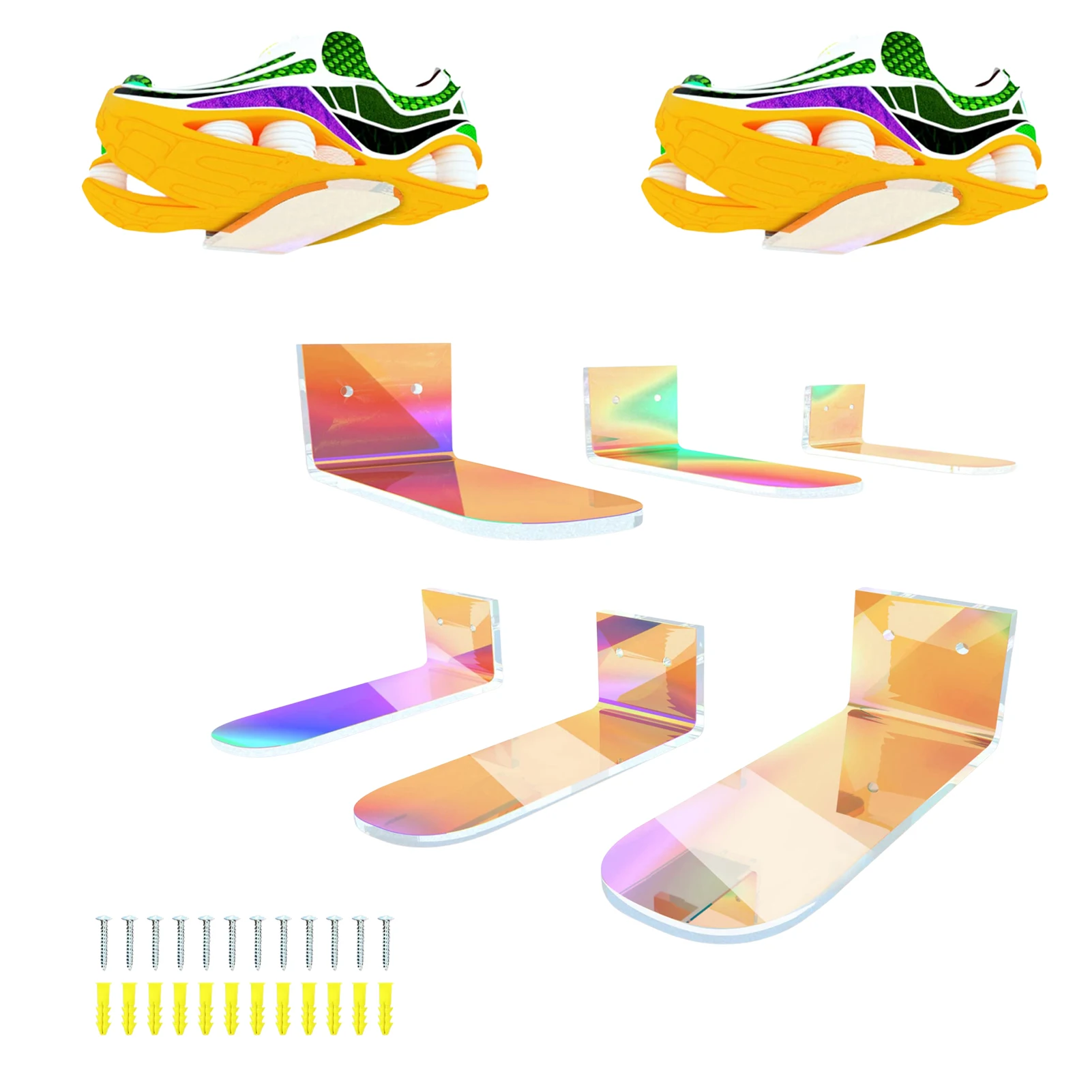 6Pcs Floating Shoe Display Shelves Rainbow Acrylic Shoe Display Rack Shoe Wall Shelf Display Stand Game Room Decor Men Sneaker
6Pcs Floating Shoe Display Shelves Rainbow Acrylic Shoe Display Rack Shoe Wall Shelf Display Stand Game Room Decor Men Sneaker