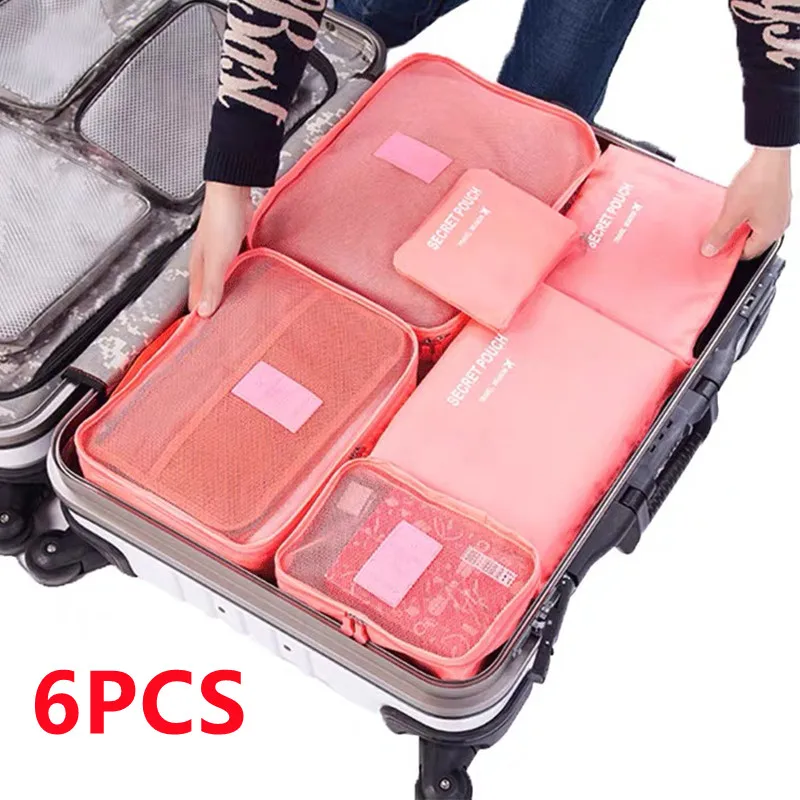 

Packing 6pcs Storage Toiletry For Bags Travel Bags Bag Travel Suitcase Clothes Shoes Organizer Woman Bag Portable Luggage