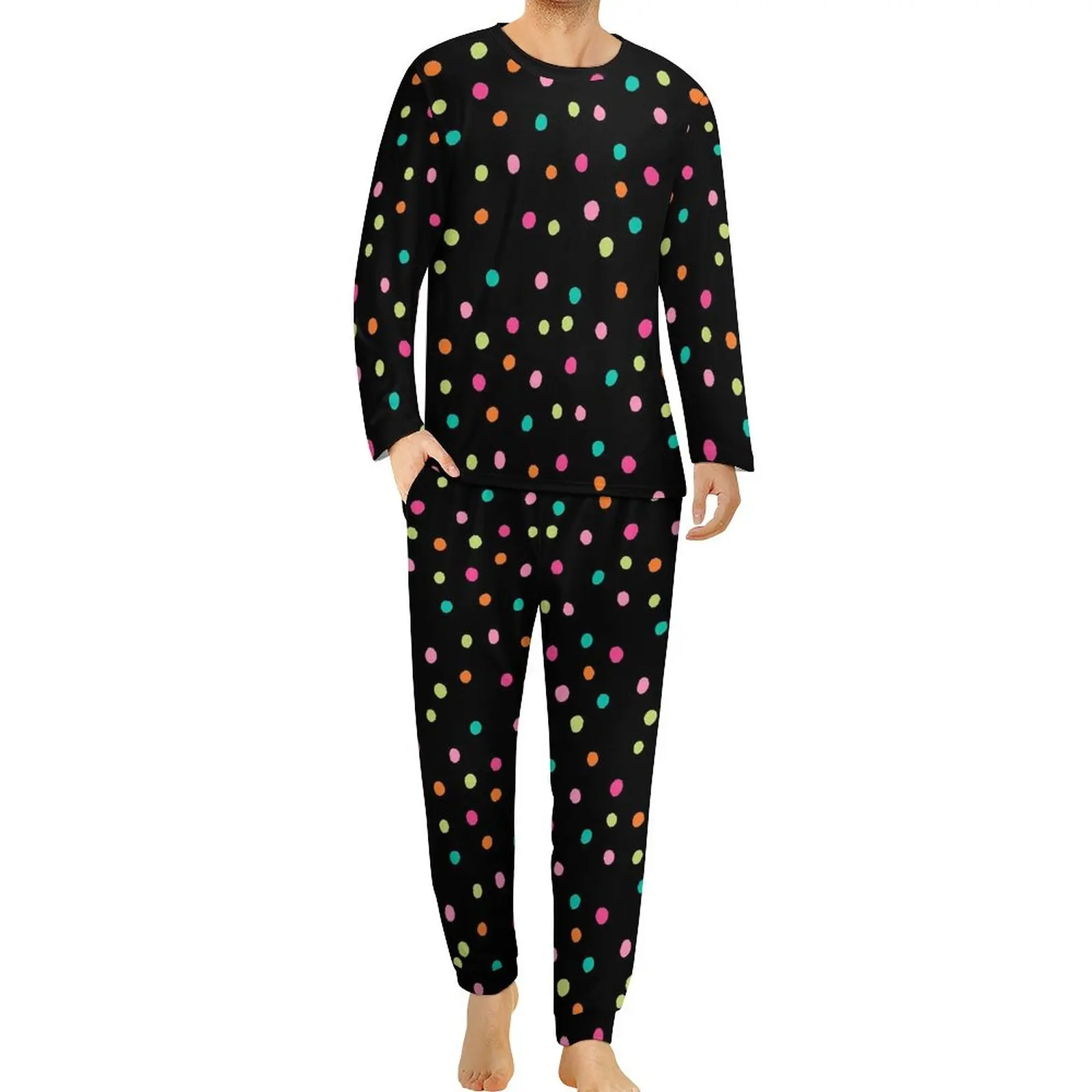 Colorful Polka Dots Pajamas Men Rainbow Pop Romantic Sleepwear Spring Long Sleeve 2 Piece Casual Design Pajama Sets Large Size
Colorful Polka Dots Pajamas Men Rainbow Pop Romantic Sleepwear Spring Long Sleeve 2 Piece Casual Design Pajama Sets Large Size