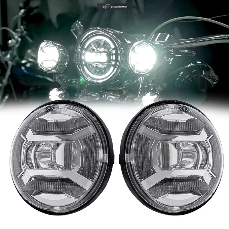 1 Pair 4.5“ 4 1/2 inch Motorcycle LED Fog Passing Auxiliary Light For Harley Road King FLHR Softail Electra Glide Tourin
1 Pair 4.5“ 4 1/2 inch Motorcycle LED Fog Passing Auxiliary Light For Harley Road King FLHR Softail Electra Glide Tourin