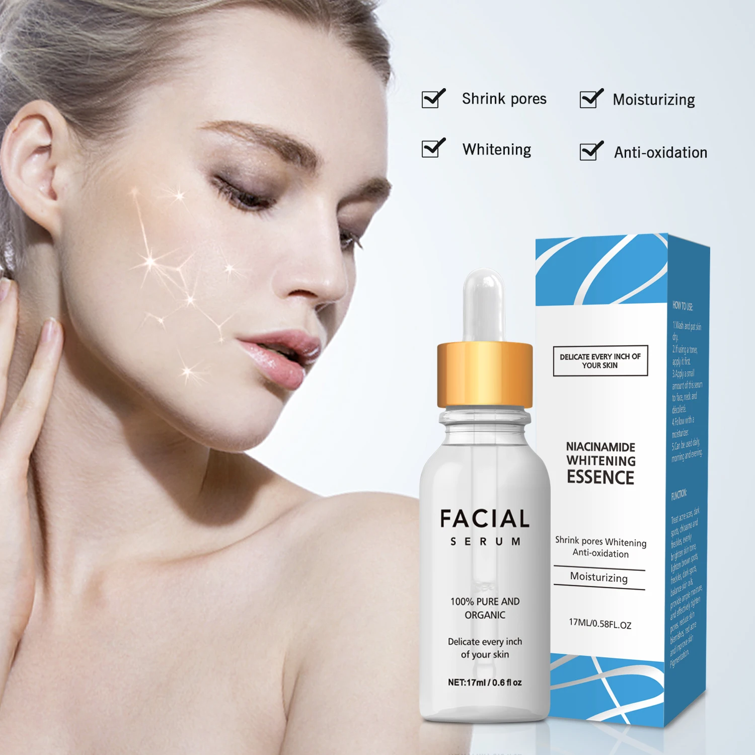 17ml Niacinamide Whitening Essence Treat Acne Scars Dark Spots Chloasma and Freckles Reduce Skin Blemishes Red Acne
17ml Niacinamide Whitening Essence Treat Acne Scars Dark Spots Chloasma and Freckles Reduce Skin Blemishes Red Acne