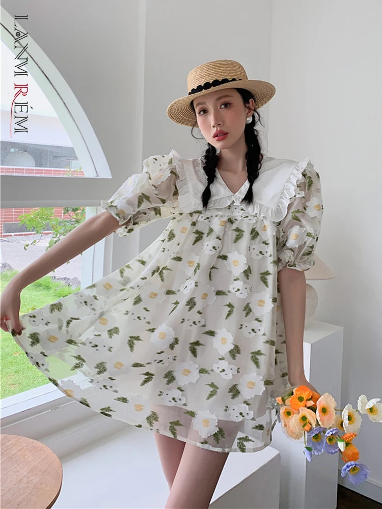 LANMREM Floral Mesh Dress For Women Short Sleeves Peter Pan Collar Mini Dresses Female Cute Clothing 2022 Summer New 2R1600
LANMREM Floral Mesh Dress For Women Short Sleeves Peter Pan Collar Mini Dresses Female Cute Clothing 2022 Summer New 2R1600