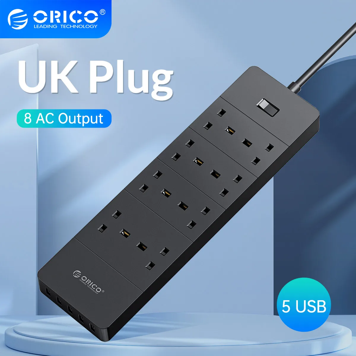 

ORICO UK Plug AC Outlet With USB Electrical Socket Extension Power Strip For Home Office 8AC 6AC Outlets 5 USB Port Power Strips