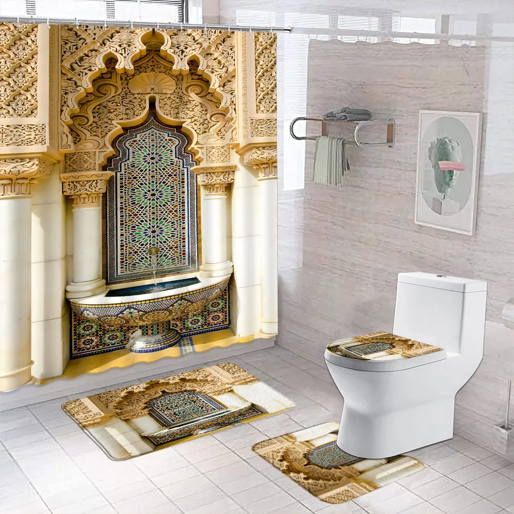 India Moroccan Print Shower Curtain Set European Style Farm Wooden Door Bathroom Decor Non-Slip Bath Mat Toilet Cover Carpet Rug
India Moroccan Print Shower Curtain Set European Style Farm Wooden Door Bathroom Decor Non-Slip Bath Mat Toilet Cover Carpet Rug