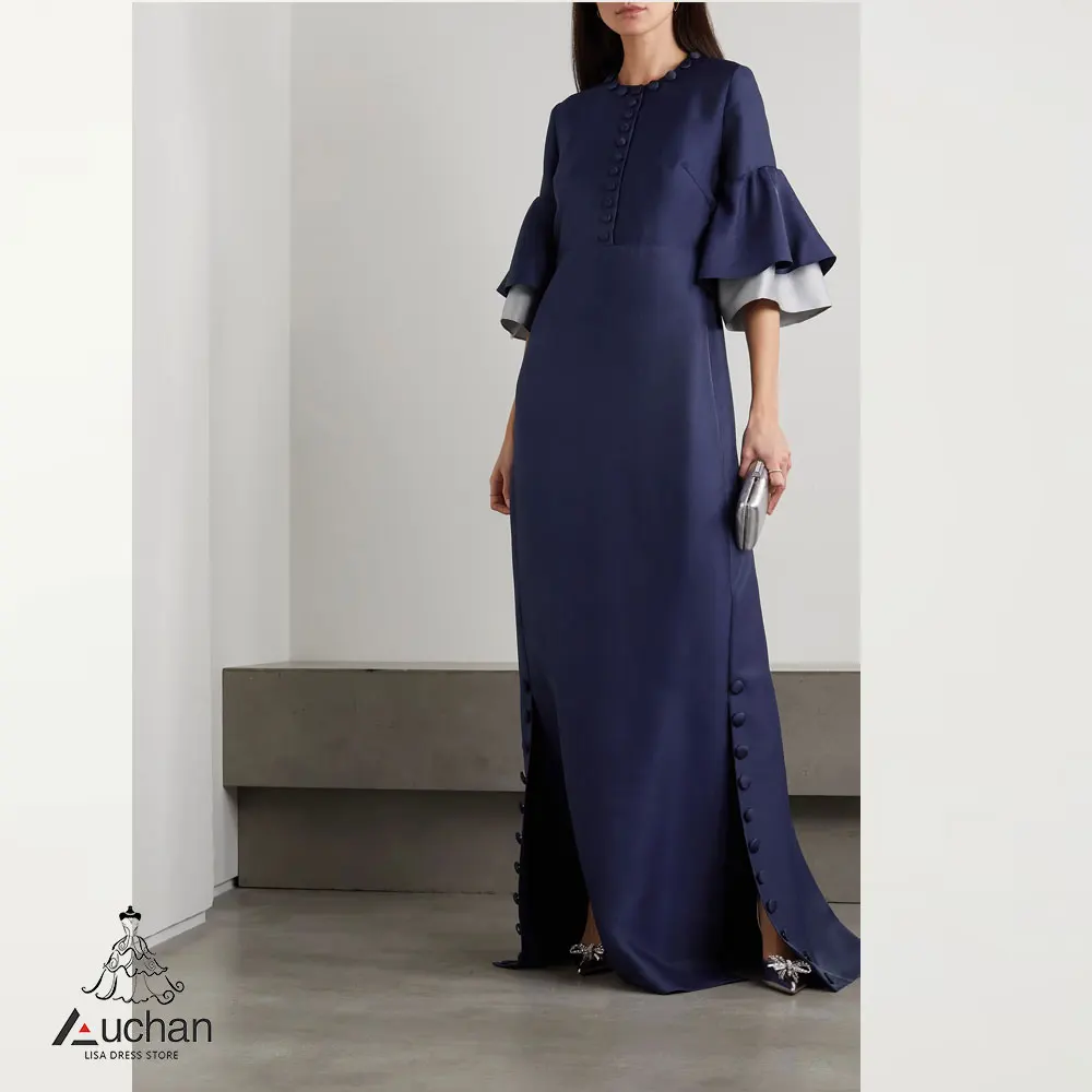 Auchan O-Neck Prom Dress Evening Dress Half Sleeves Floor Length Elegant Wedding Party Formal Gowns For Women Arabic 
Auchan O-Neck Prom Dress Evening Dress Half Sleeves Floor Length Elegant Wedding Party Formal Gowns For Women Arabic