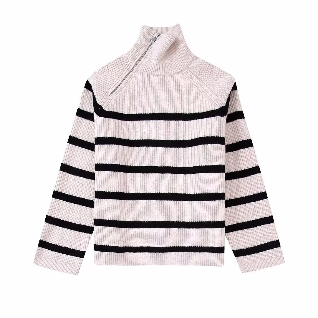 Women Autumn New Fashion zipper Type Short Sleeve Stripe Knitted Sweater Vintage O Neck Female Pullovers Chic Tops 9667/102
Women Autumn New Fashion zipper Type Short Sleeve Stripe Knitted Sweater Vintage O Neck Female Pullovers Chic Tops 9667/102