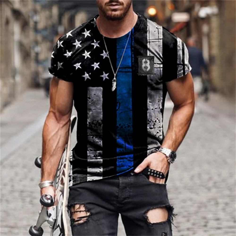Street trend men and women can wear short-sleeved fun star flag print retro round neck pullover 3D T-shirt top
Street trend men and women can wear short-sleeved fun star flag print retro round neck pullover 3D T-shirt top