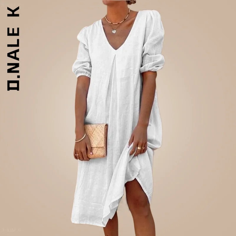 D.Nale K V-Neck Long Midi Dresses Casual Loose Shirt Dress Women Summer Solid Color Dresses Female Vintage Light Vestidos New
D.Nale K V-Neck Long Midi Dresses Casual Loose Shirt Dress Women Summer Solid Color Dresses Female Vintage Light Vestidos New