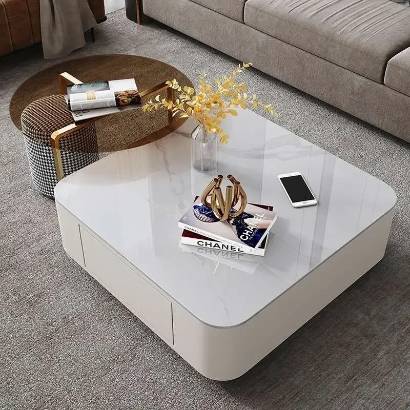 

Кофейный столик с каменной тарелкой, простой кофейный столик в современном стиле для гостиной и дома в маленькой квартире, креативный высокий чайный столик для хранения