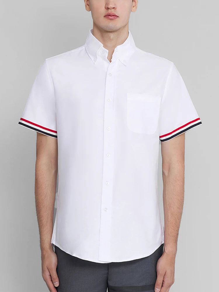 TB THOM Men's Shirt White Fashion Top Brand Striped Cuffs Casual Oxford Fine Cotton Short Sleeve High Quality Summer Cool Shirts
TB THOM Men's Shirt White Fashion Top Brand Striped Cuffs Casual Oxford Fine Cotton Short Sleeve High Quality Summer Cool Shirts