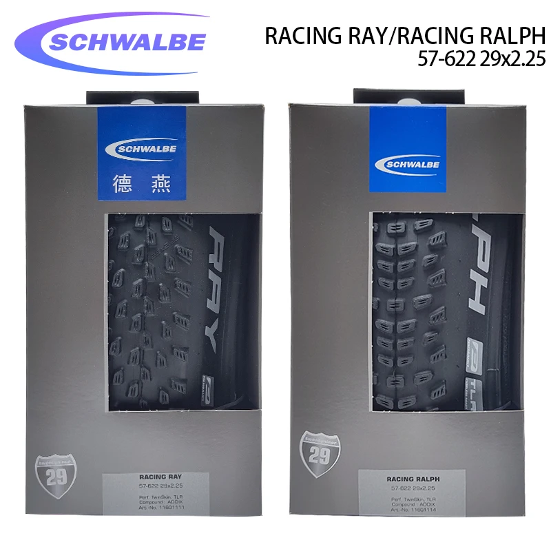 

SCHWALBE Racing Ray Racing Ralph 57-622 29x2.25 Black Bicycle Folding Tire Tubeless Bike Tyre MTB Off-Road Cycling Bicycle Parts