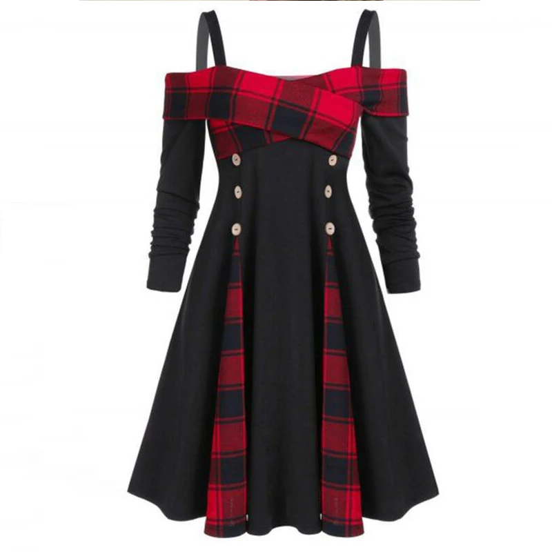 2022 New Spring Autumn Button Sling Red Plaid Strapless Elegant Casual Long Sleeve Women Plus Size S-5XL Slim Dress Clothes
2022 New Spring Autumn Button Sling Red Plaid Strapless Elegant Casual Long Sleeve Women Plus Size S-5XL Slim Dress Clothes