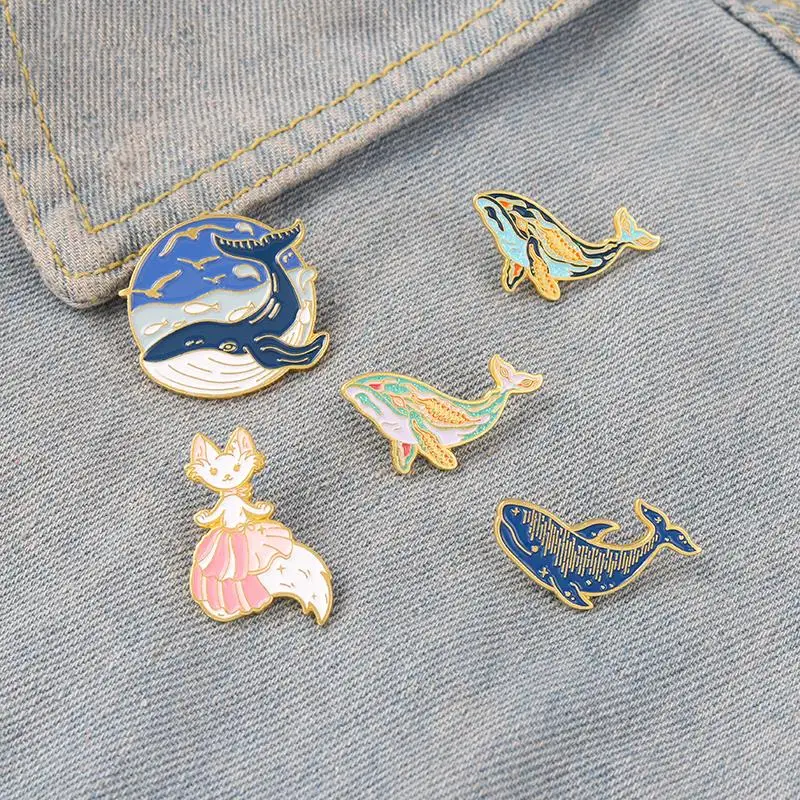 10 PCS / LOT Whale Enamel Pin Dreamy Humpback Whale Brooches Cat Mermaid Aniaml Art Metal Badges Bag Clothes Pins Up Jewelry
10 PCS / LOT Whale Enamel Pin Dreamy Humpback Whale Brooches Cat Mermaid Aniaml Art Metal Badges Bag Clothes Pins Up Jewelry