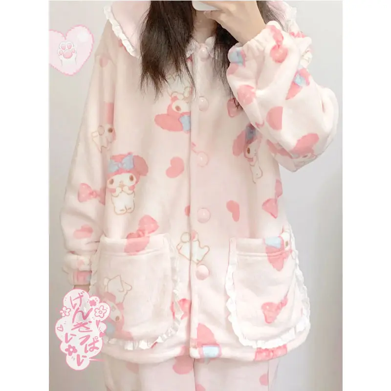 Sanrio Melody Pajamas Cartoon Two-Piece Female Student Winter Coral Velvet Outer Wear Plus Velvet Thickened Home Clothes Suit
Sanrio Melody Pajamas Cartoon Two-Piece Female Student Winter Coral Velvet Outer Wear Plus Velvet Thickened Home Clothes Suit