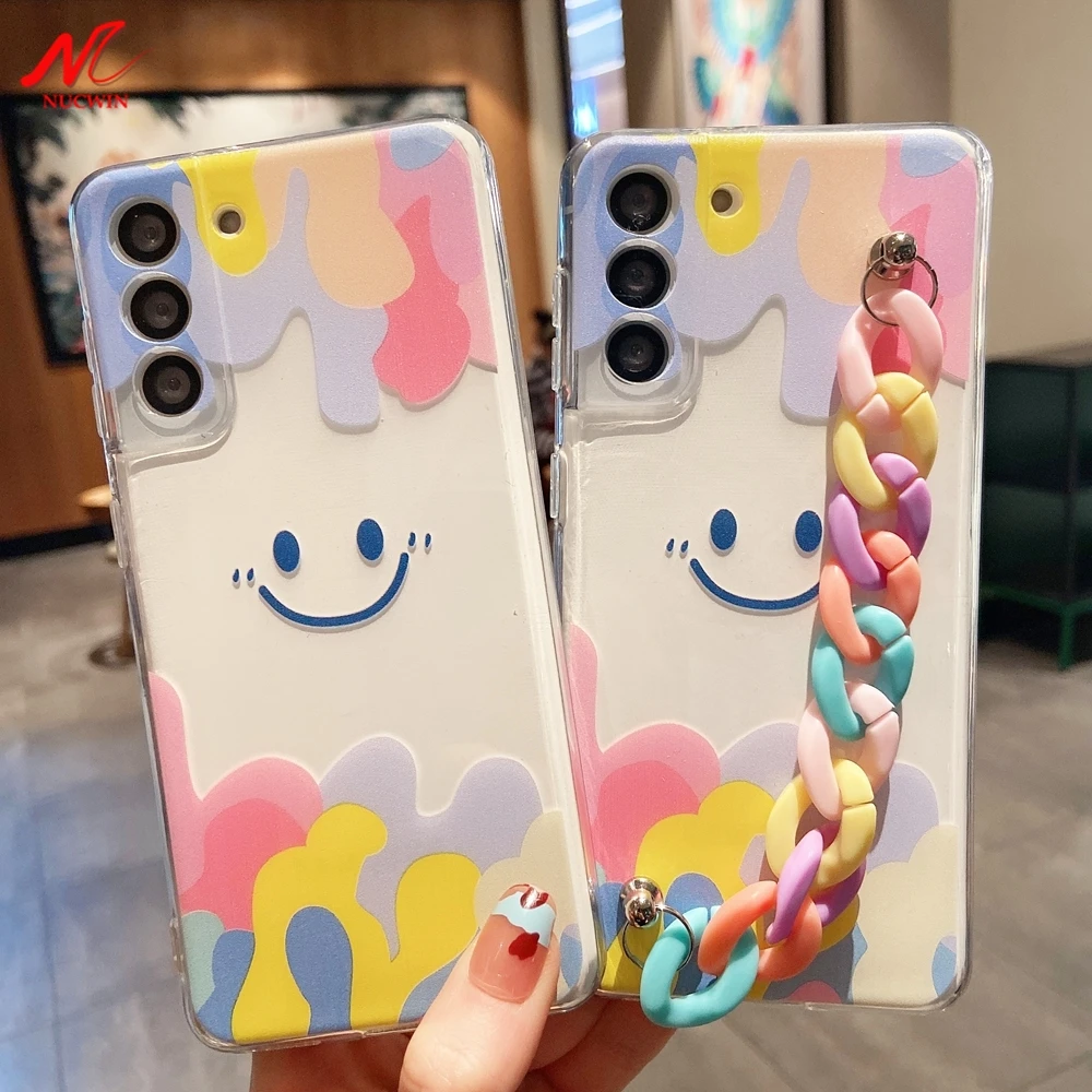 Luxury Smile Face Phone Case for Samsung S21 Plus S20 FE S22 Ultra Note 20 Galaxy A51 A71 A52 A72 A21S A32 A53 Wrist Strap Cover
Luxury Smile Face Phone Case for Samsung S21 Plus S20 FE S22 Ultra Note 20 Galaxy A51 A71 A52 A72 A21S A32 A53 Wrist Strap Cover