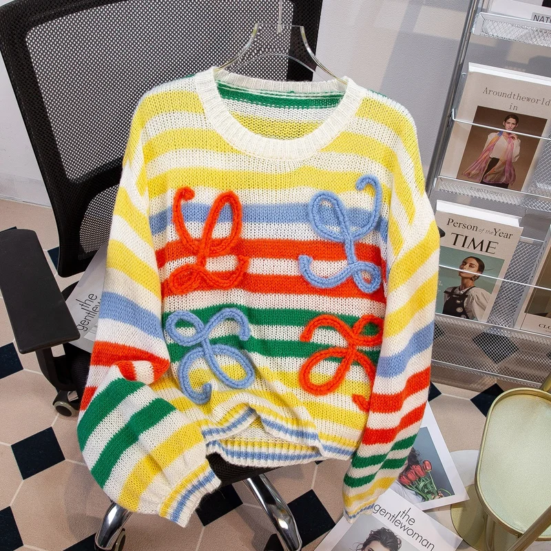 2022 Winter Sweater Pullover Women Cute Fruit Sweater Pull Jumpers Orange rainbow Stripe Korean Tops Oversized Jumpers
2022 Winter Sweater Pullover Women Cute Fruit Sweater Pull Jumpers Orange rainbow Stripe Korean Tops Oversized Jumpers