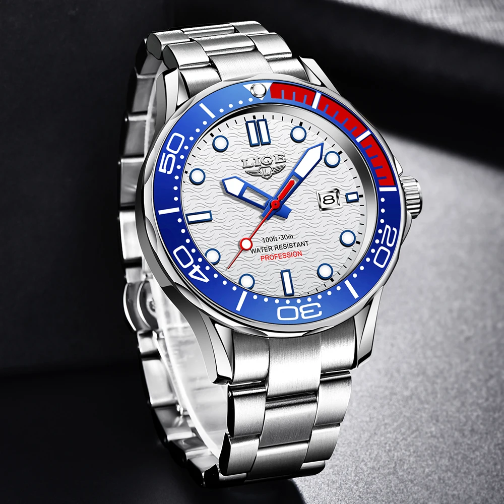 2022 LIGE New Business Mens Watches Top Brand Luxury Dive Watch For Men Waterproof Date Clock Sport Relogio Masculino+Box |