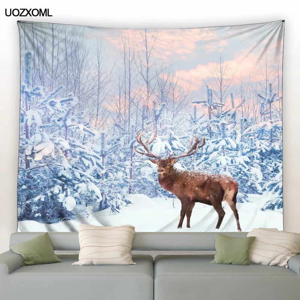 Winter Landscape Tapestry Forest Cedar Trees Elk Bear Nature Landscape Christmas Garden Wall Hanging Home Living Room Art Decor
Winter Landscape Tapestry Forest Cedar Trees Elk Bear Nature Landscape Christmas Garden Wall Hanging Home Living Room Art Decor