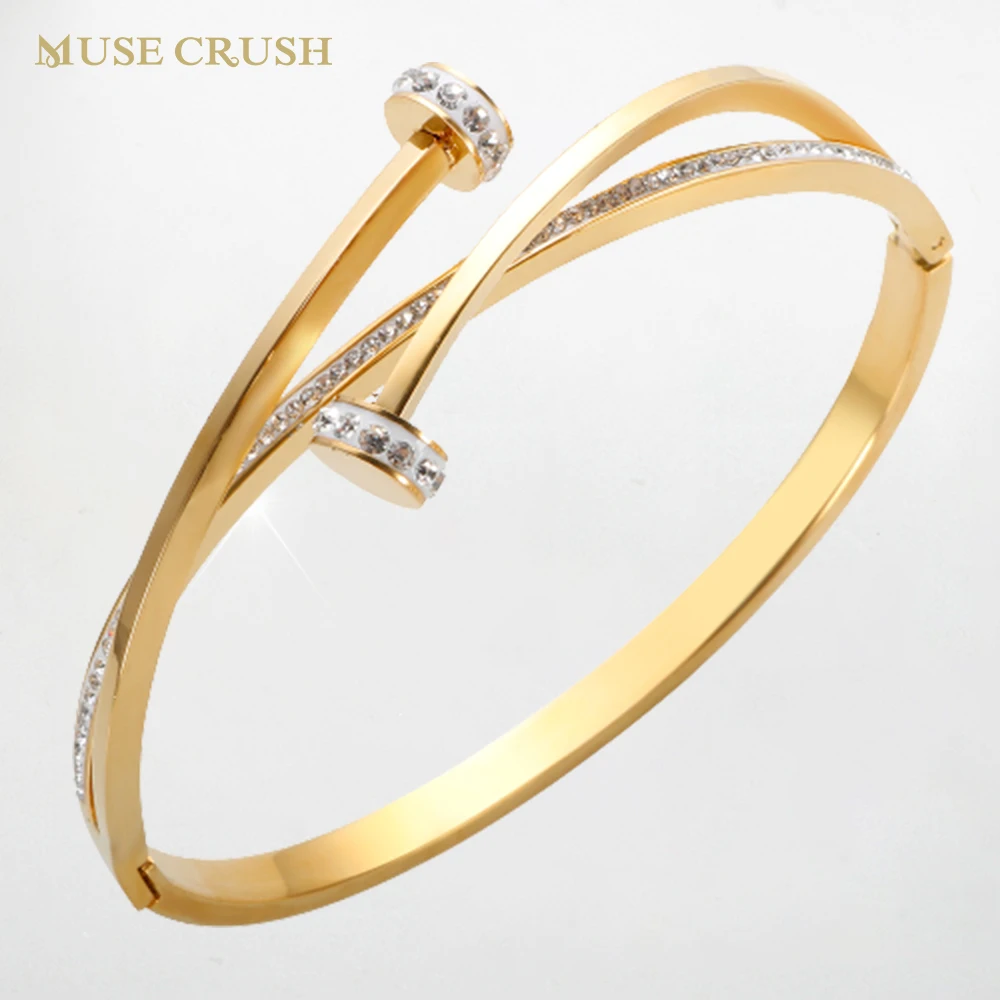 Luxury Designer Zircon Stainless Steel Bracelet Bangle for Women 2023 Trends Anti-allergy 18K Gold Plated Nail Head Hand Jewelry
Luxury Designer Zircon Stainless Steel Bracelet Bangle for Women 2023 Trends Anti-allergy 18K Gold Plated Nail Head Hand Jewelry