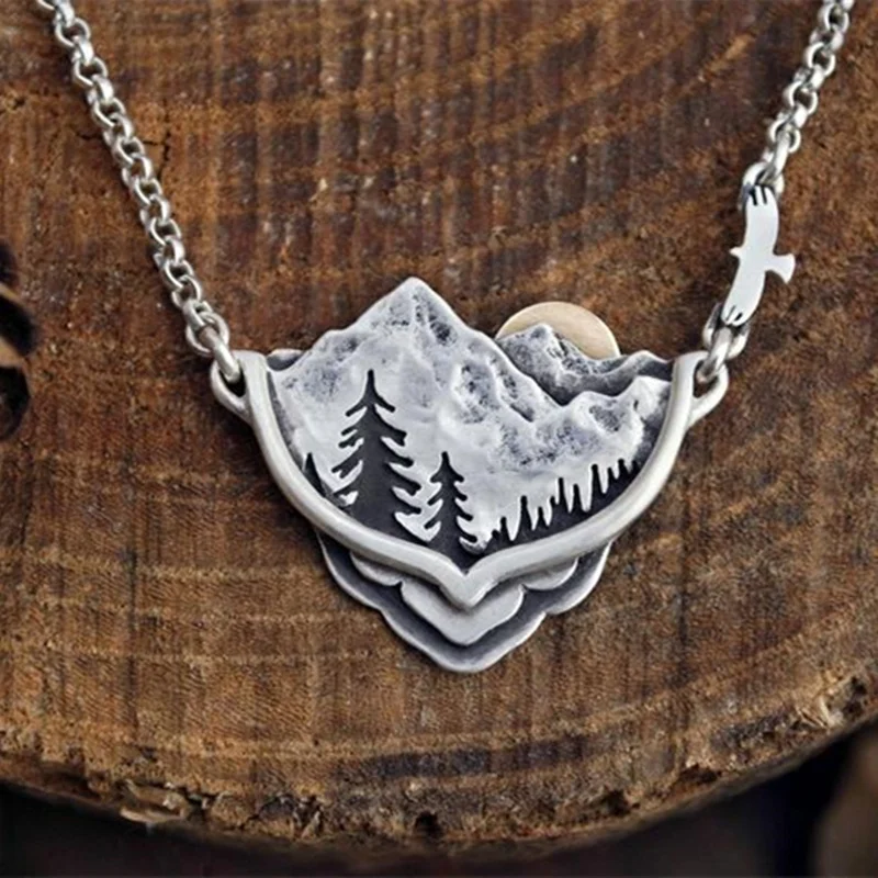 Range Mountain Pines Sun Landscape Pendant Necklace Men Women Fashion Party Jewelry Chain Statement Necklace Gifts Female Collar
Range Mountain Pines Sun Landscape Pendant Necklace Men Women Fashion Party Jewelry Chain Statement Necklace Gifts Female Collar
