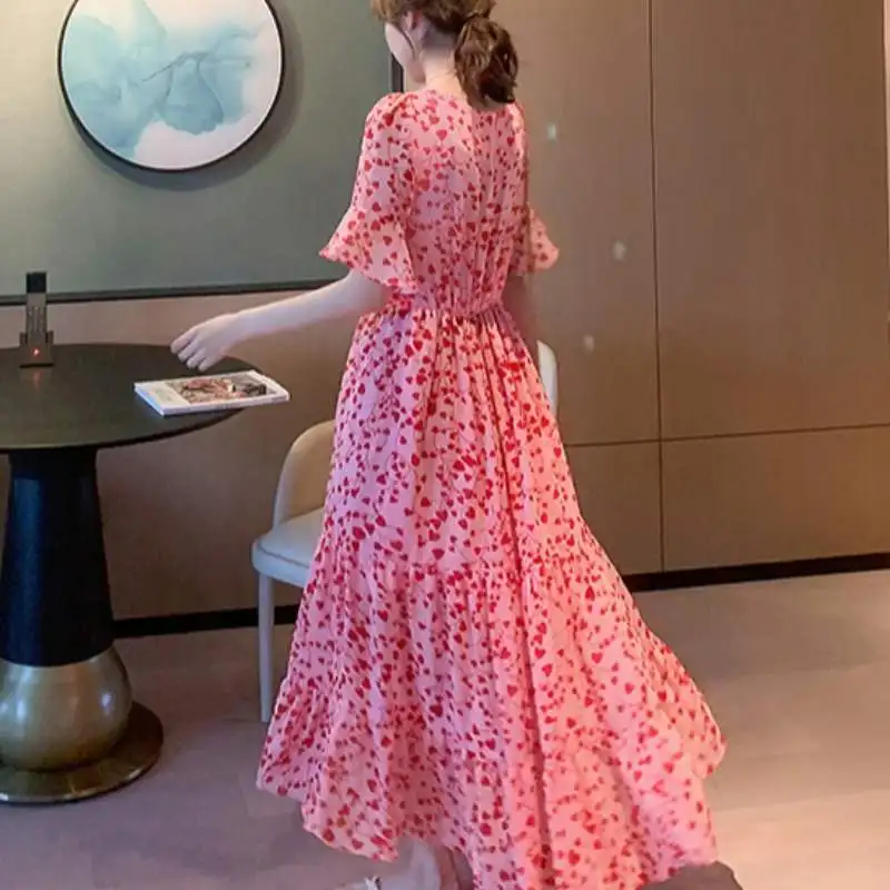 Summer Korean Fashion Female Clothing Floral Maxi Chiffon Dress Woman Casual Long Sleeve Vintage Tunics Prom Dresses
Summer Korean Fashion Female Clothing Floral Maxi Chiffon Dress Woman Casual Long Sleeve Vintage Tunics Prom Dresses