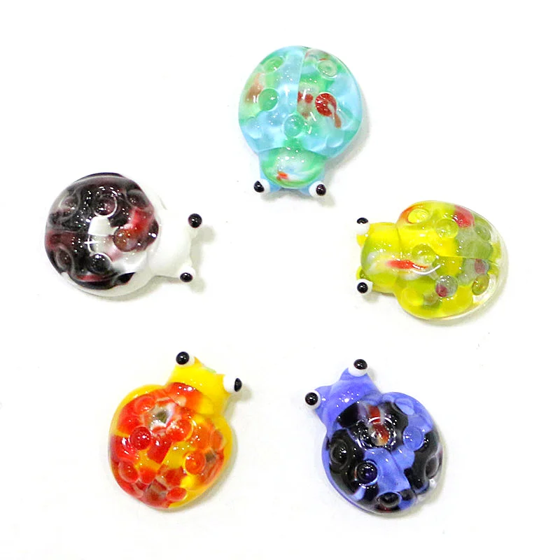 

5Pcs Cute Glass Ladybug Mini Figurines Craft Ornaments Tiny Insects Animals Fairy Garden Decor Supplies Ladybird Small Statues