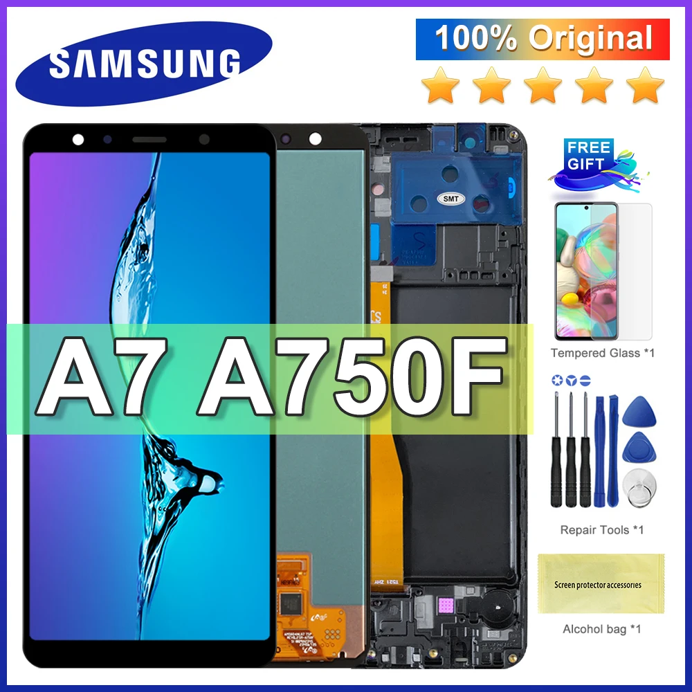 Оригинальный ЖК-дисплей 6,0 дюйма для Samsung Galaxy A7 2018 A750 SM-A750F A750F, дисплей с сенсорным экраном в сборе, Запасная часть
Оригинальный ЖК-дисплей 6,0 дюйма для Samsung Galaxy A7 2018 A750 SM-A750F A750F, дисплей с сенсорным экраном в сборе, Запасная часть