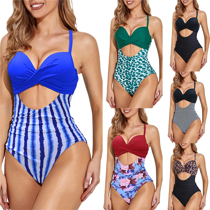 Women's Swimwear Bodysuit, Solid Color/Printed Patchwork Cutout Backless Beach Jumpsuit, Casual Swimming Romper
Women's Swimwear Bodysuit, Solid Color/Printed Patchwork Cutout Backless Beach Jumpsuit, Casual Swimming Romper