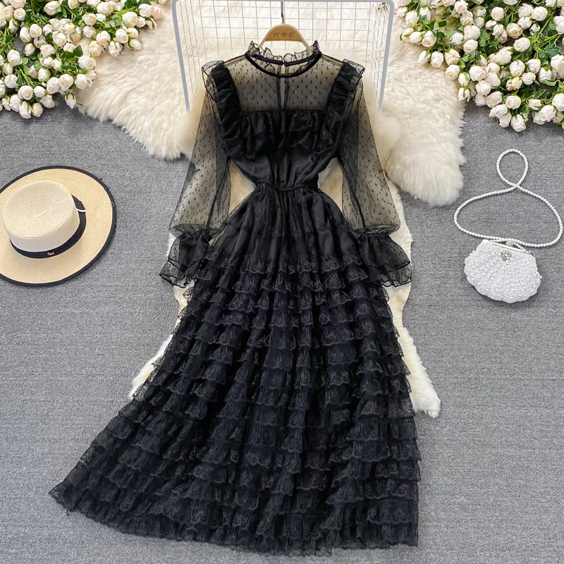 Women's Runway Fashion Spring Summer Long Sleeve Black Mesh Dress Female High Waist Chic A-Line Beach Party Dress TB667
Women's Runway Fashion Spring Summer Long Sleeve Black Mesh Dress Female High Waist Chic A-Line Beach Party Dress TB667