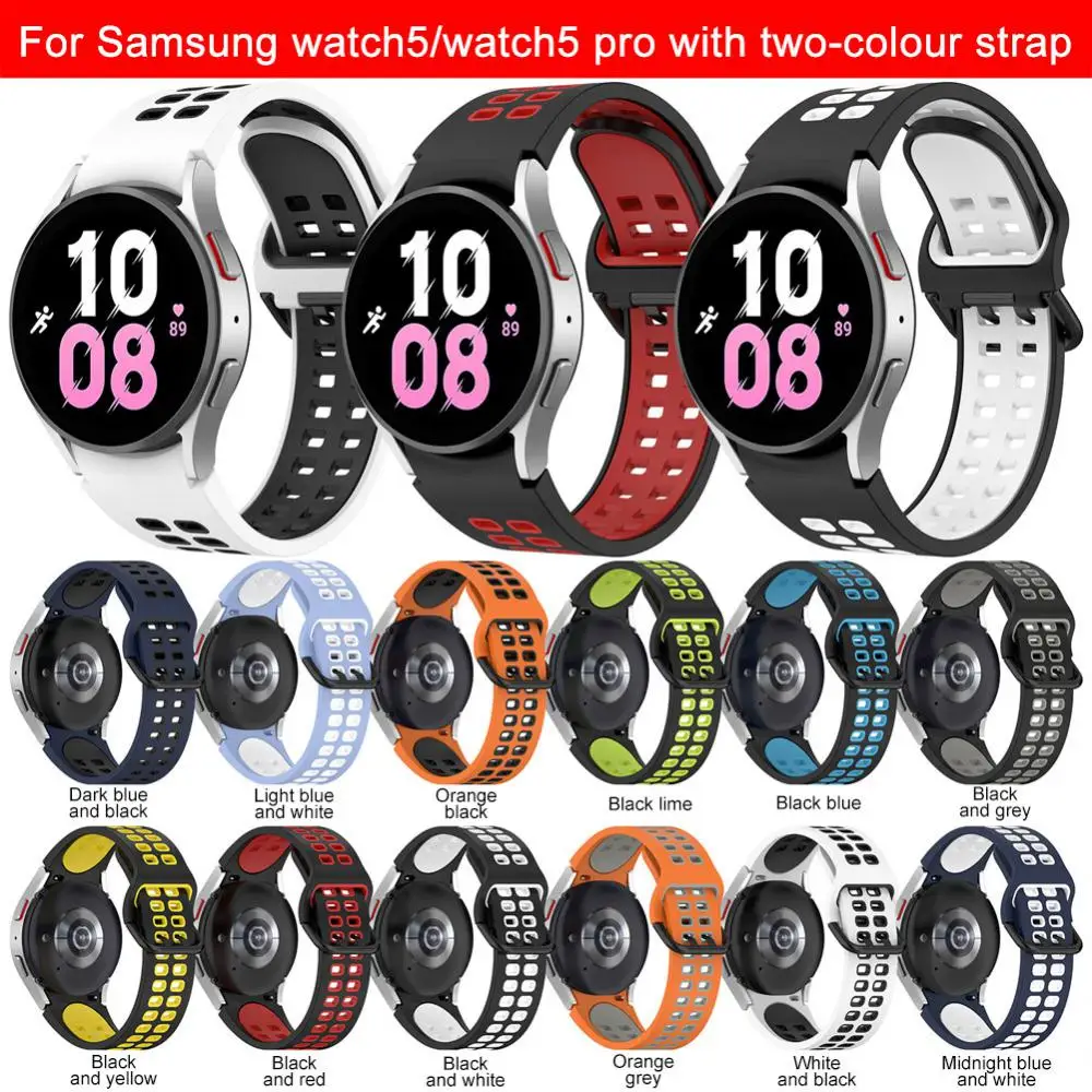 Silicone Two-color For Samsung Galaxy Watch5/watch5 Pro Smartwatch Bracelet For Samsung Galaxy Watch 4 Soft Silicone Strap Band
Silicone Two-color For Samsung Galaxy Watch5/watch5 Pro Smartwatch Bracelet For Samsung Galaxy Watch 4 Soft Silicone Strap Band