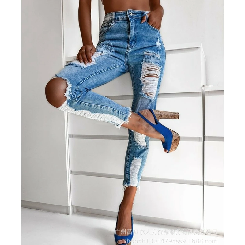 Pocket Zipper Decor Ripped Raw Hem Skinny Jeans 2022 Spring Summer Skinny Pencil Pants Denim New Holes Jeans
Pocket Zipper Decor Ripped Raw Hem Skinny Jeans 2022 Spring Summer Skinny Pencil Pants Denim New Holes Jeans