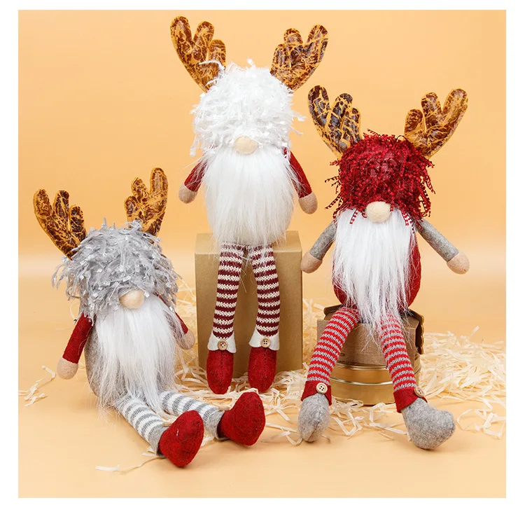 

Reindeer Doll Xmas novelty toys with vivid artificial horn lovely cartoon santa clause head Christmas festival event home decor
