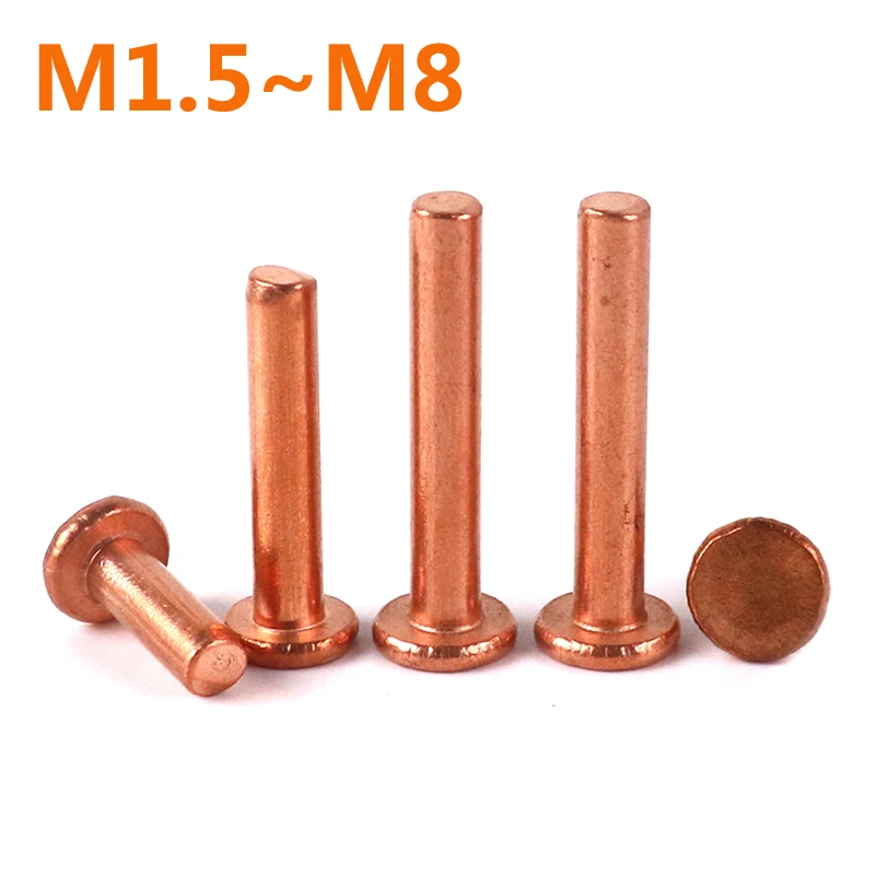 

Rivets M1.5 M2.5 M3 M4 M5 M6 M8 Red Copper Round Head Solid Rivet Hand Percussion Flat Head Willow Nail Copper Rivet Beat Thump
