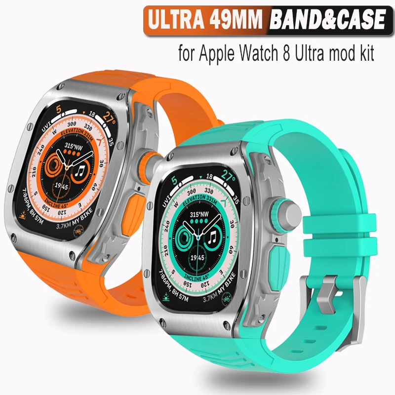 Роскошный модифицированный комплект для Apple Watch 8 Ultra, ремешок из нержавеющей стали для Iwatch серии 49 мм, силиконовый ремешок, ремешок для спортивного ремешка
Роскошный модифицированный комплект для Apple Watch 8 Ultra, ремешок из нержавеющей стали для Iwatch серии 49 мм, силиконовый ремешок, ремешок для спортивного ремешка