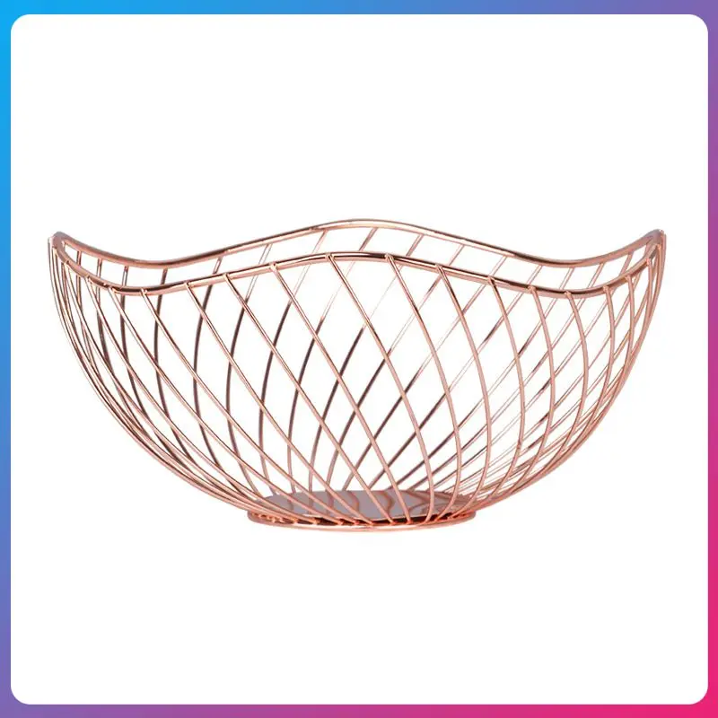 

Creative Metal Desktop Fruit Basket Kitchen Iron Snacks Candy Storage Basket Drainer Fruit Plate Home Table Sundries Organizer