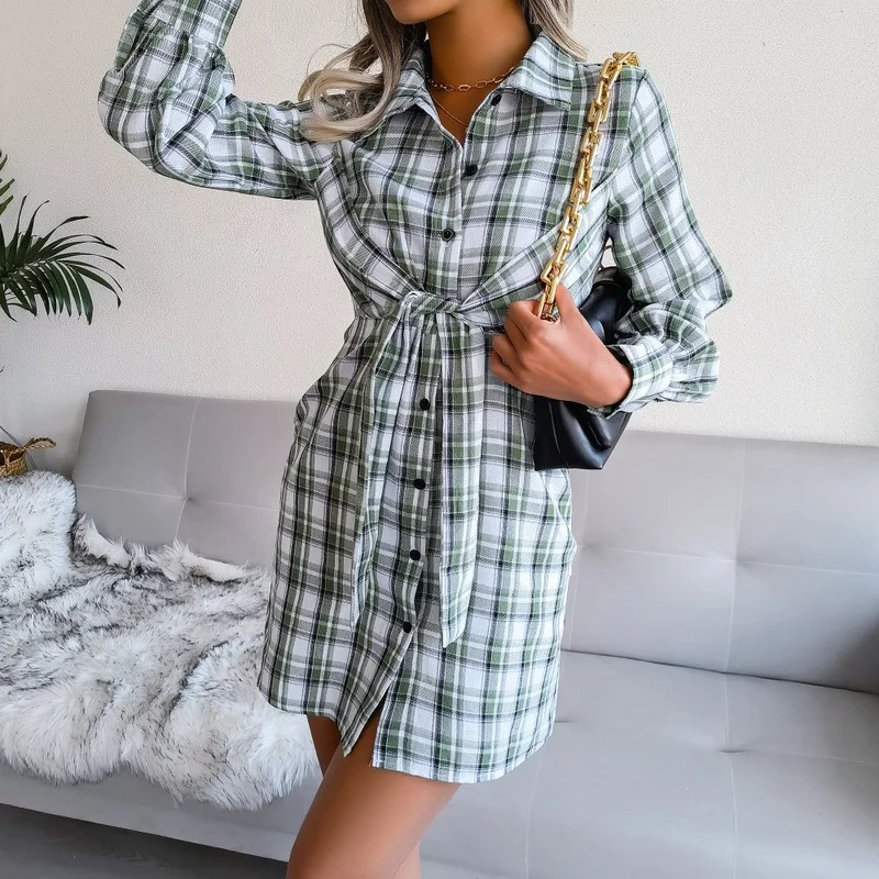 Casual Plaid Bandage cotton and linen mini Dress for women 2022 Spring Summer Long-sleeved Shirt Dress Women's Clothing Vestidos
Casual Plaid Bandage cotton and linen mini Dress for women 2022 Spring Summer Long-sleeved Shirt Dress Women's Clothing Vestidos