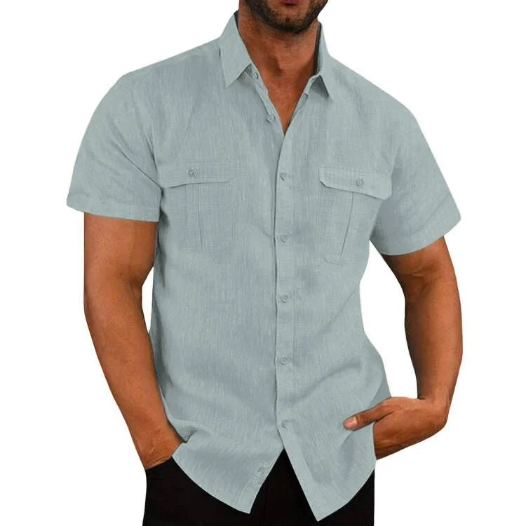 Summer Men's Solid Collage Linen Cardigan Short Sleeve Loose Lapel Shirts For Men Blouse
Summer Men's Solid Collage Linen Cardigan Short Sleeve Loose Lapel Shirts For Men Blouse