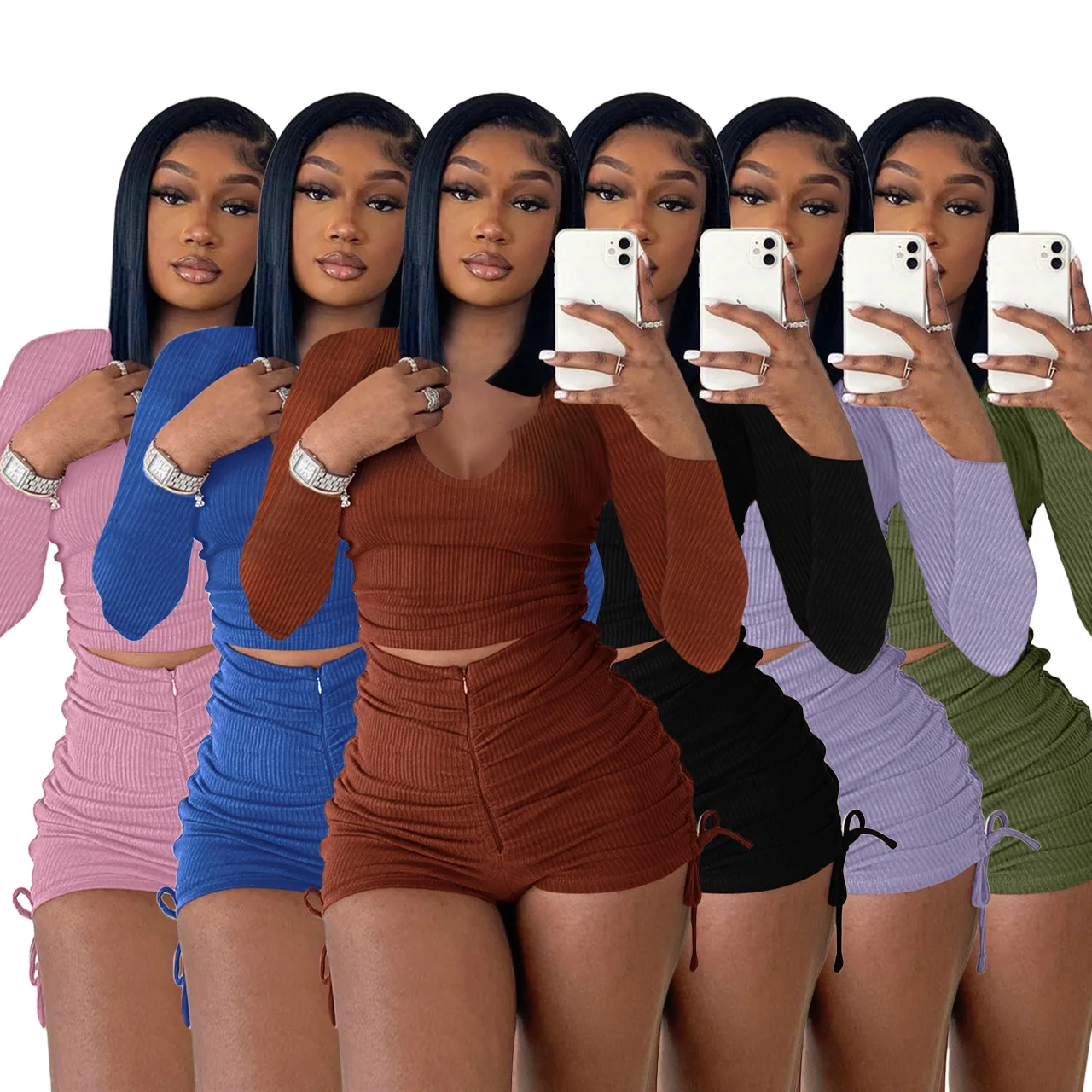Women's Casual Two-piece Set 2023 Spring and Autumn Fashion Solid Color Long Sleeve U-Neck Top + Pleated Shorts Suit Women
Women's Casual Two-piece Set 2023 Spring and Autumn Fashion Solid Color Long Sleeve U-Neck Top + Pleated Shorts Suit Women